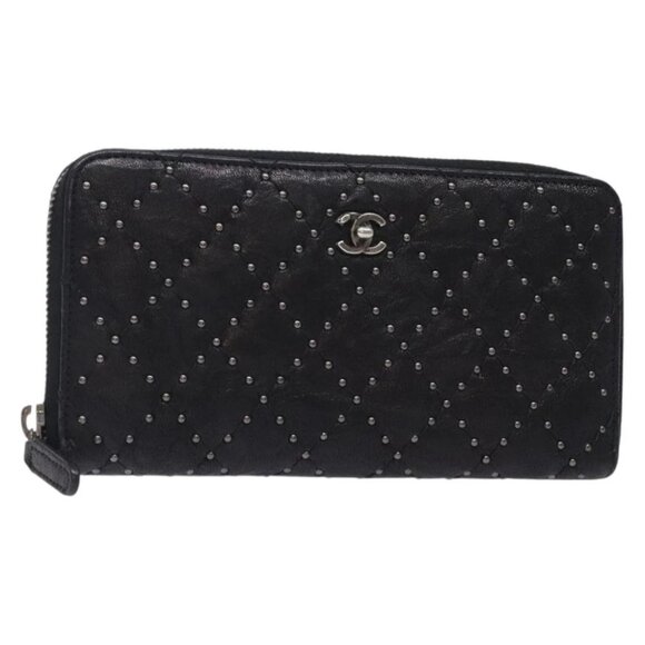 CHANEL Matelasse Long Wallet Leather Black CC - Picture 1 of 15